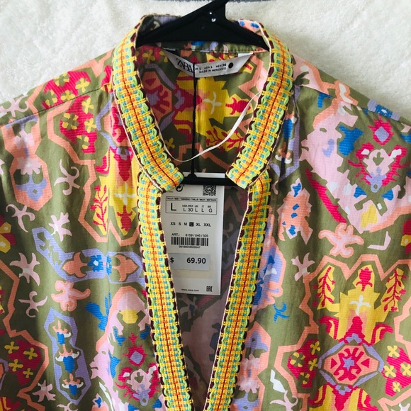 NWT ZARA LONG SLEEVE PRINTED BLOUSE - Picture 11 of 12